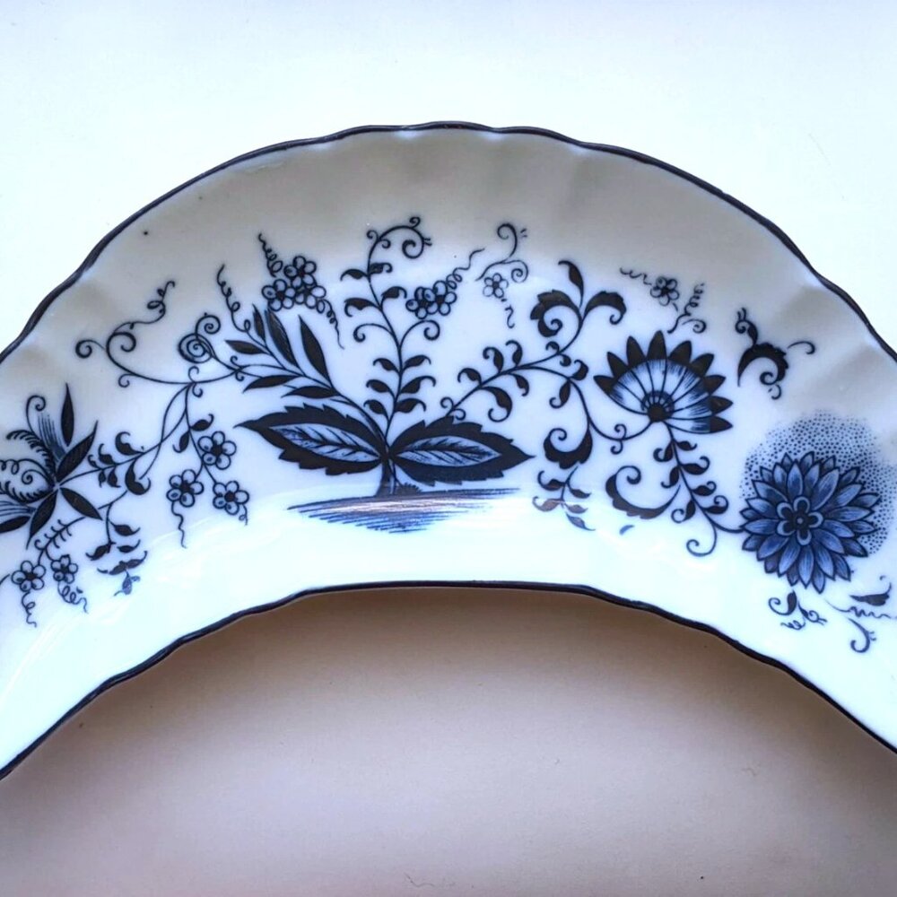 Vintage Kalk Blue Onion Porcelain Crossed Sword Mark Candy Lemon Serving Dish #1